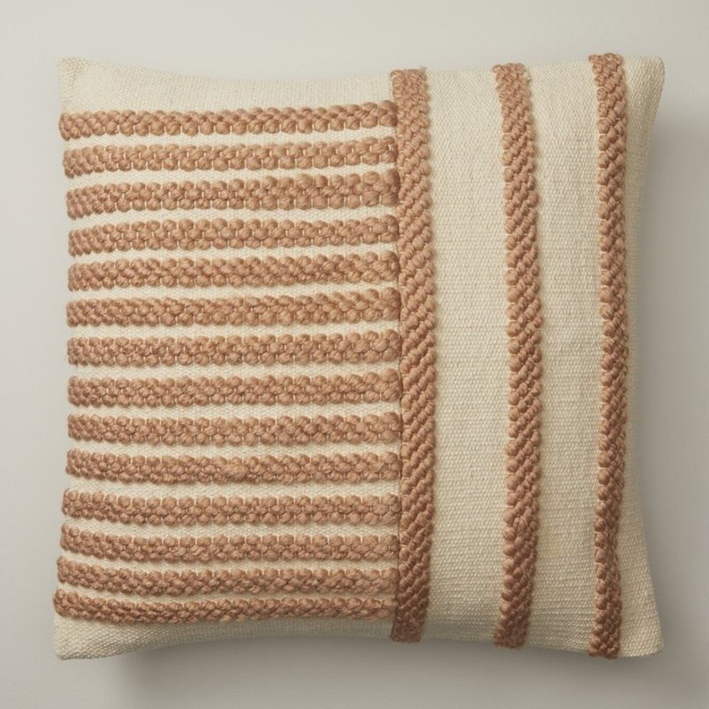 Braided Striped Cafe Au Lait Pillow Cover